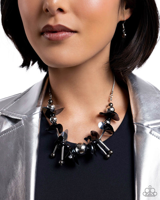 Streamlined Shimmer Black Necklace - Jewelry by Bretta