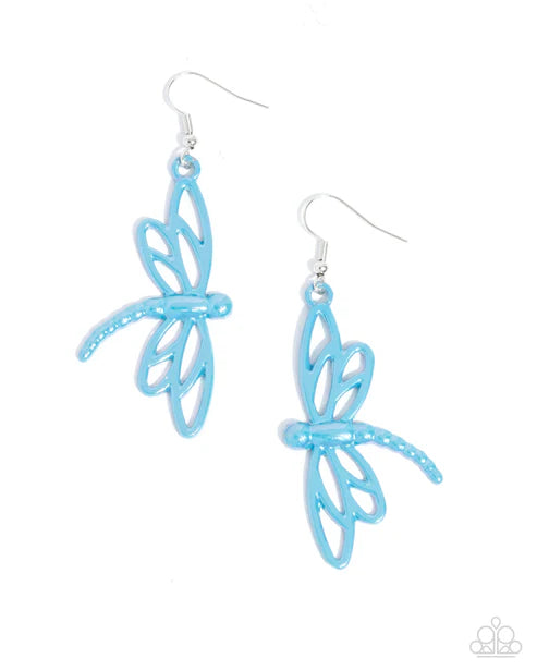 Dapper Dragonfly Blue Earrings
