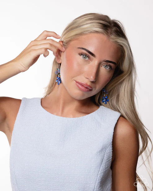 Breathtaking Bloom Blue Rhinestone Floral Earrings | Jewelry by Bretta