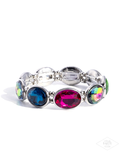 Multicolored beaded bracelet on a white background