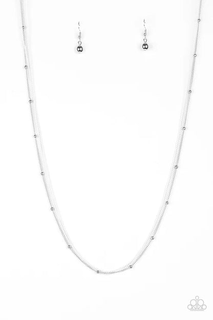 Silver necklace on a white background