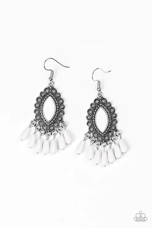 Private Villa White Earrings - Jewelry by Bretta