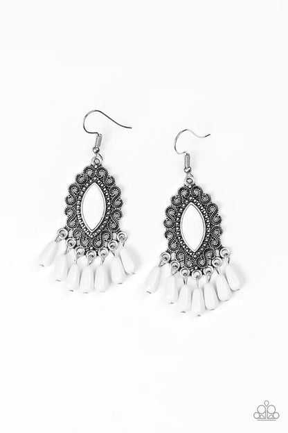 Private Villa White Earrings - Jewelry by Bretta