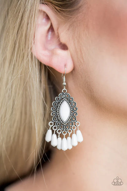 Private Villa White Earrings - Jewelry by Bretta