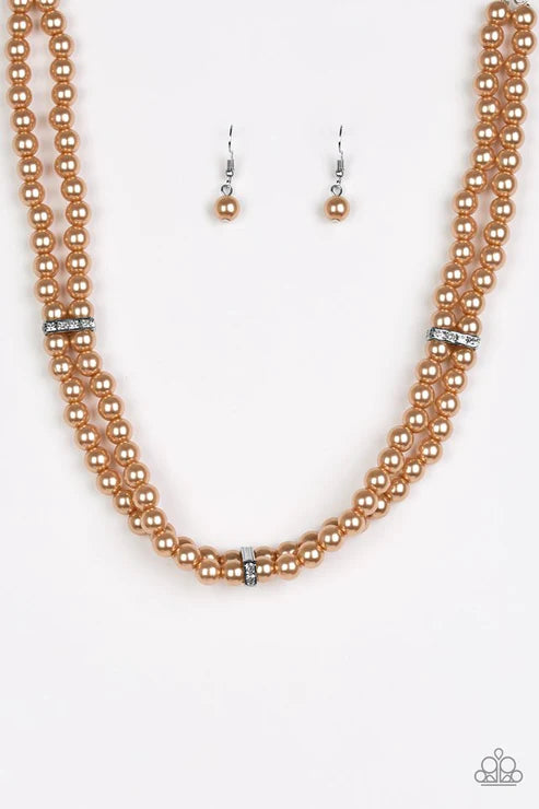 Put On Your Party Dress Brown Necklace - Jewelry by Bretta