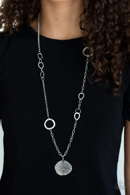 Autumn Collage Silver Necklace