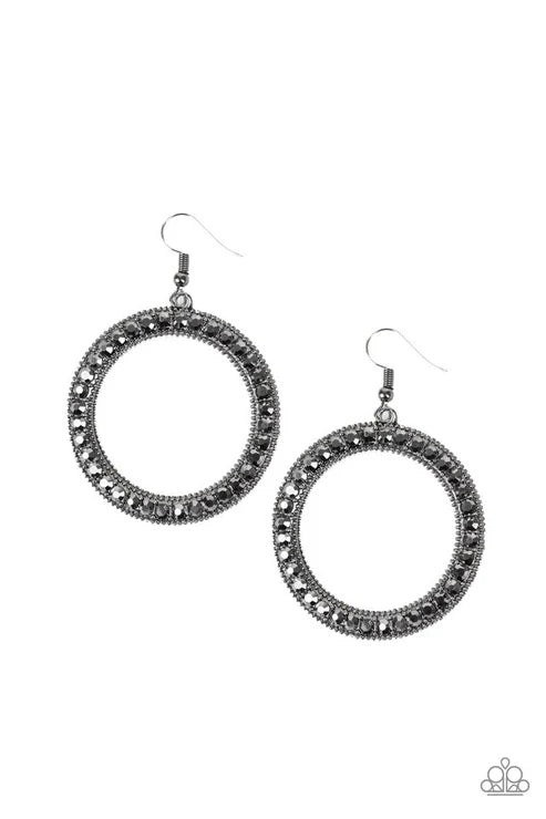 Haute Halo Black Earrings 