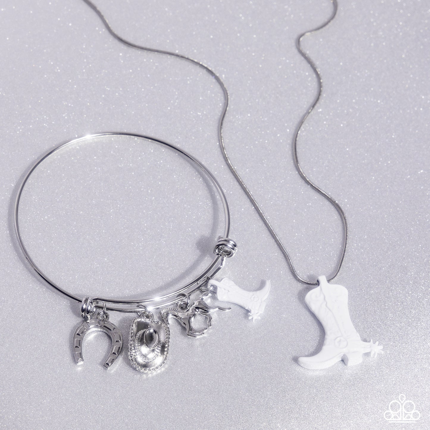 Complete Look White Cowboy Boot Necklace and Bracelet Set  - Jewelry by Bretta