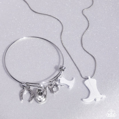 Complete Look White Cowboy Boot Necklace and Bracelet Set  - Jewelry by Bretta
