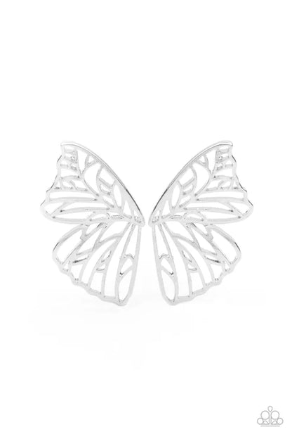 Butterfly Frills Silver Post Earrings