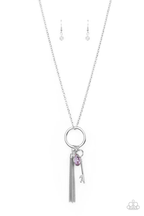 Unlock Your Sparkle Purple Necklace - Jewelry by Bretta