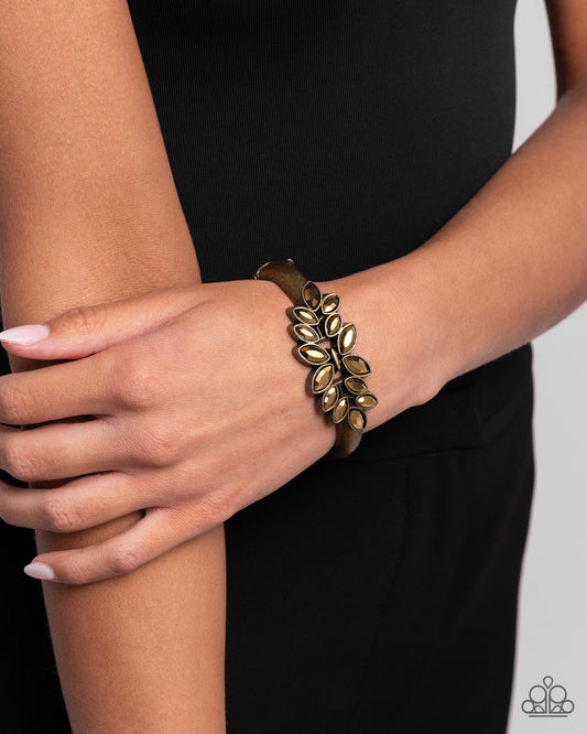 Glamorously Garnished Brass Bracelet - Jewelry by Bretta