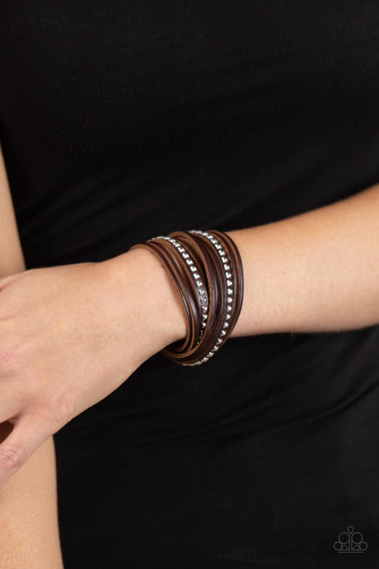 Studded Sensation Brown Urban Bracelet - Jewelry by Bretta