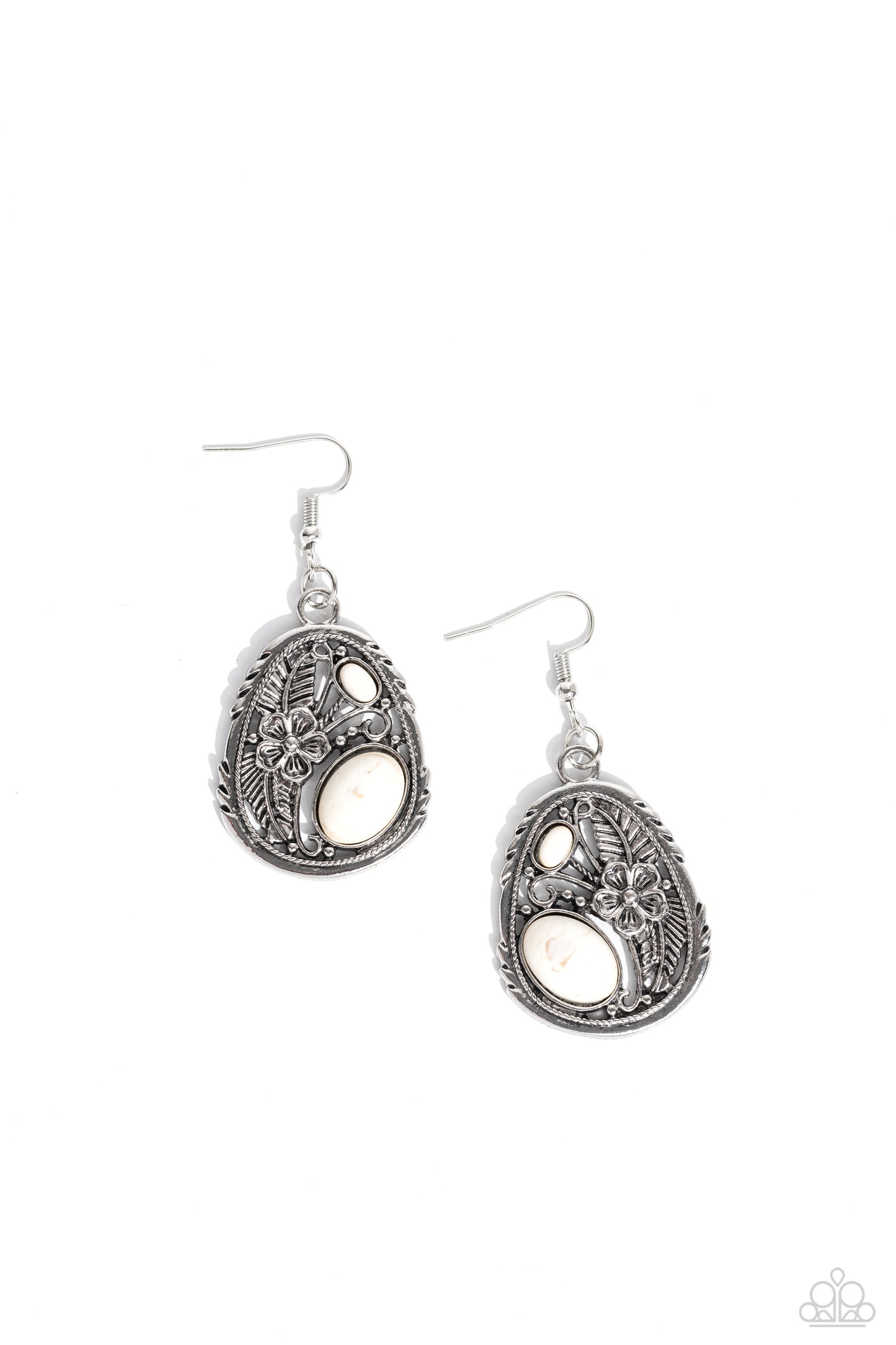 Hibiscus Harvest White Earrings - Jewelry by Bretta