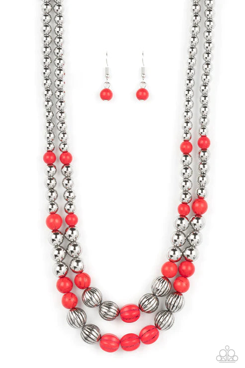 Country Road Trip Red Necklace - Jewelry by Bretta