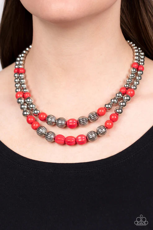Country Road Trip Red Necklace - Jewelry by Bretta