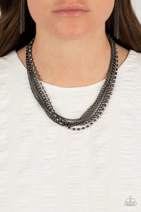 Free to CHAINge My Mind Black Necklace - Jewelry by Bretta