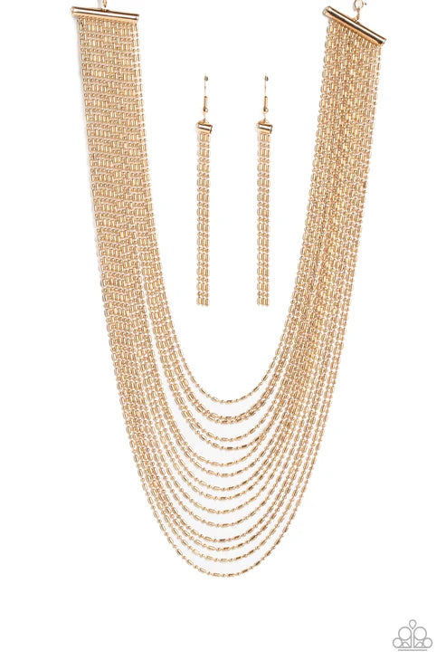 Cascading Chains Gold Necklace
