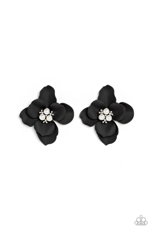 Jovial Jasmine Black Post Earrings 