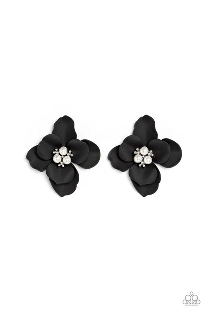 Jovial Jasmine Black Post Earrings 