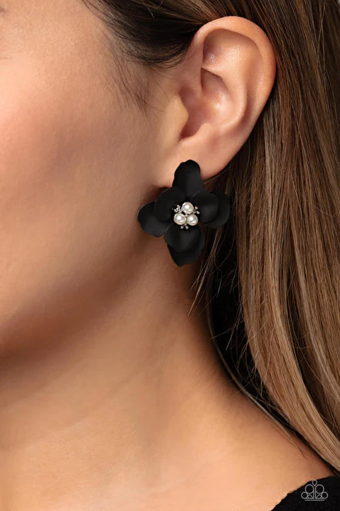 Jovial Jasmine Black Post Earrings 
