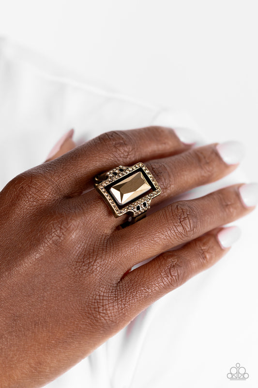 Emerald Elegance Brass Ring - Jewelry by Bretta