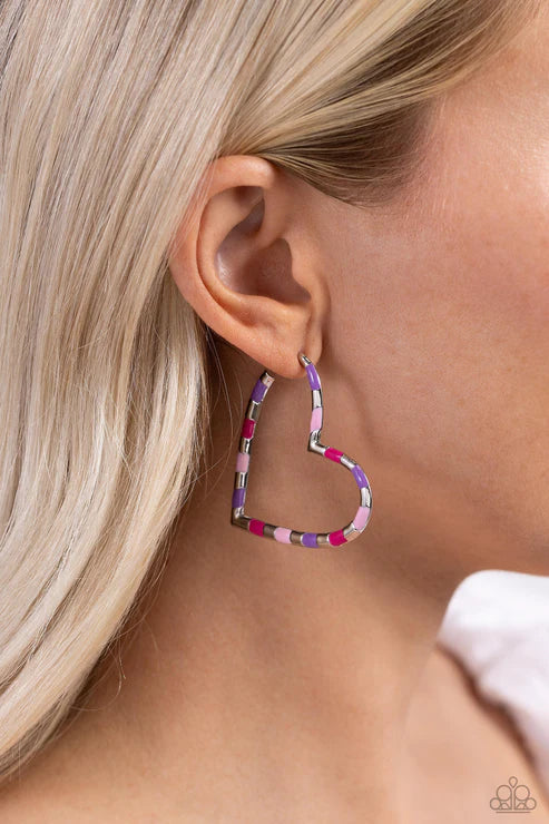 Striped Sweethearts Pink Earrings  - Jewelry by Bretta