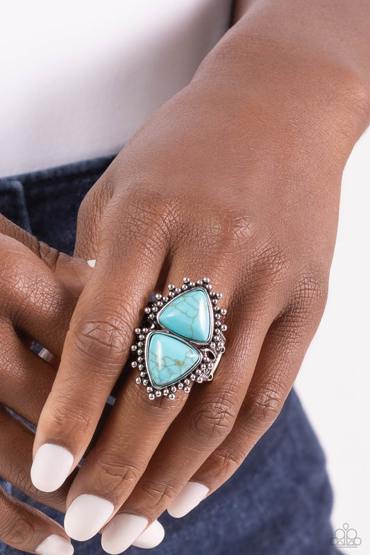 Indigenously Inverted Blue Turquoise Ring - Jewelry by Bretta