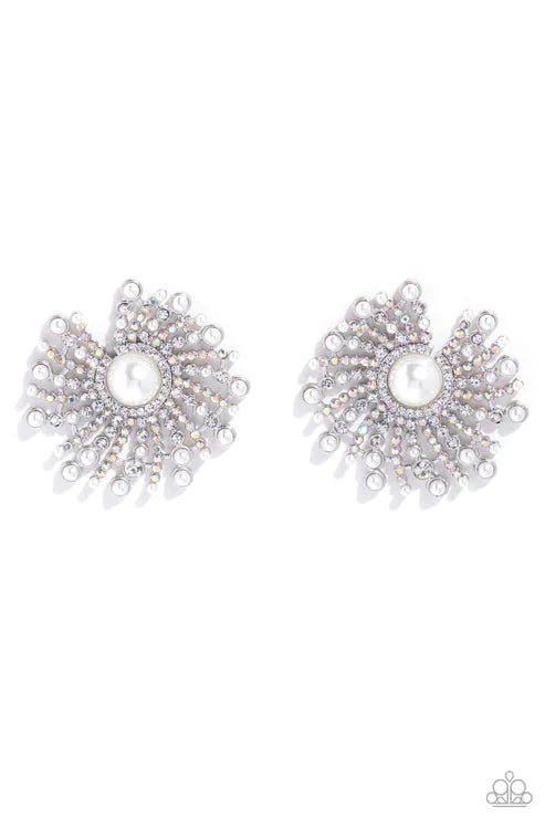 Fancy Fireworks White Post Earrings - Jewelry by Bretta