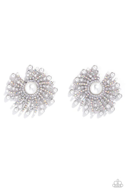 Fancy Fireworks White Post Earrings - Jewelry by Bretta