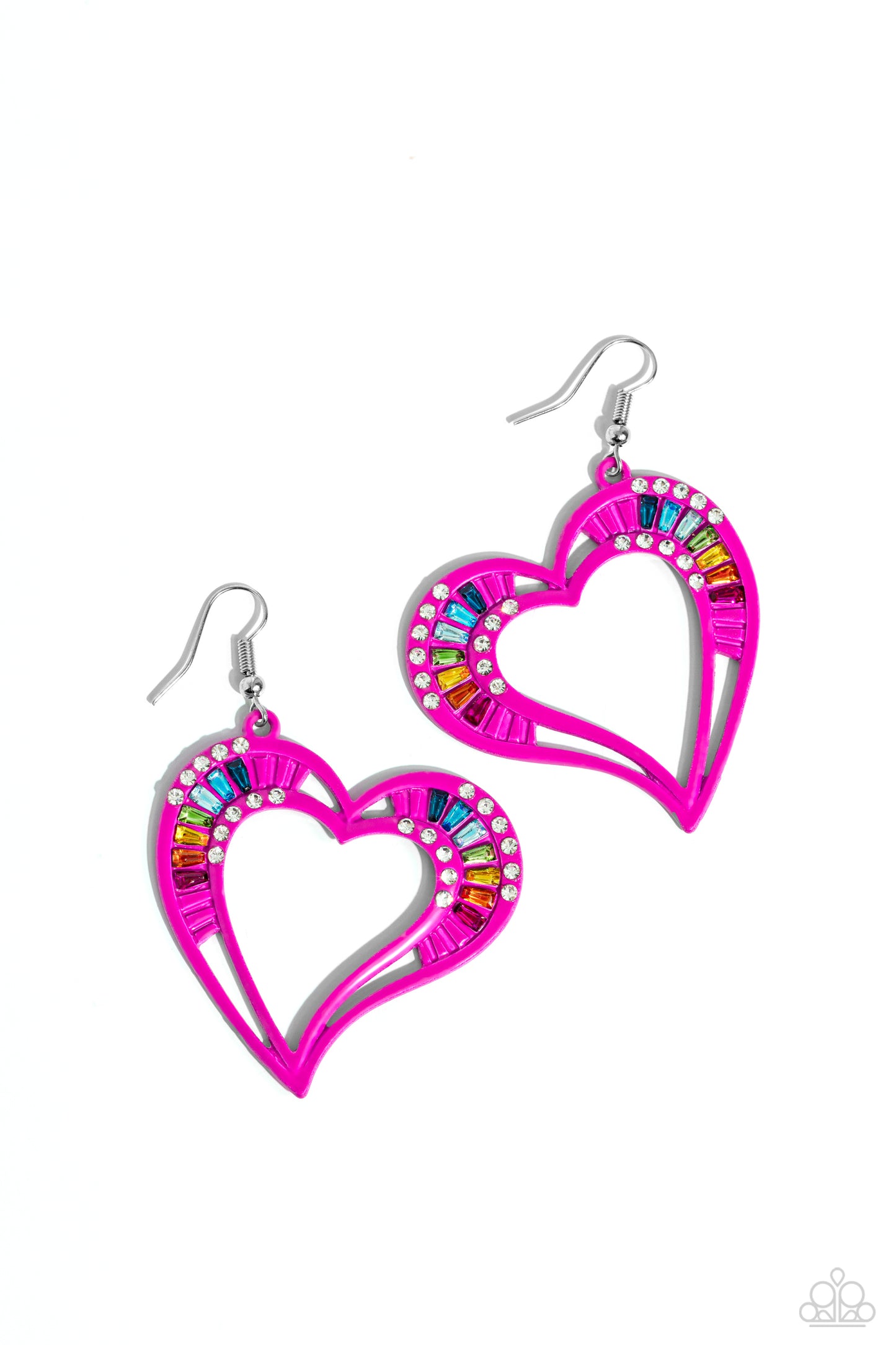 Embellished Emeralds Pink Heart Earrings - Jewelry by Bretta