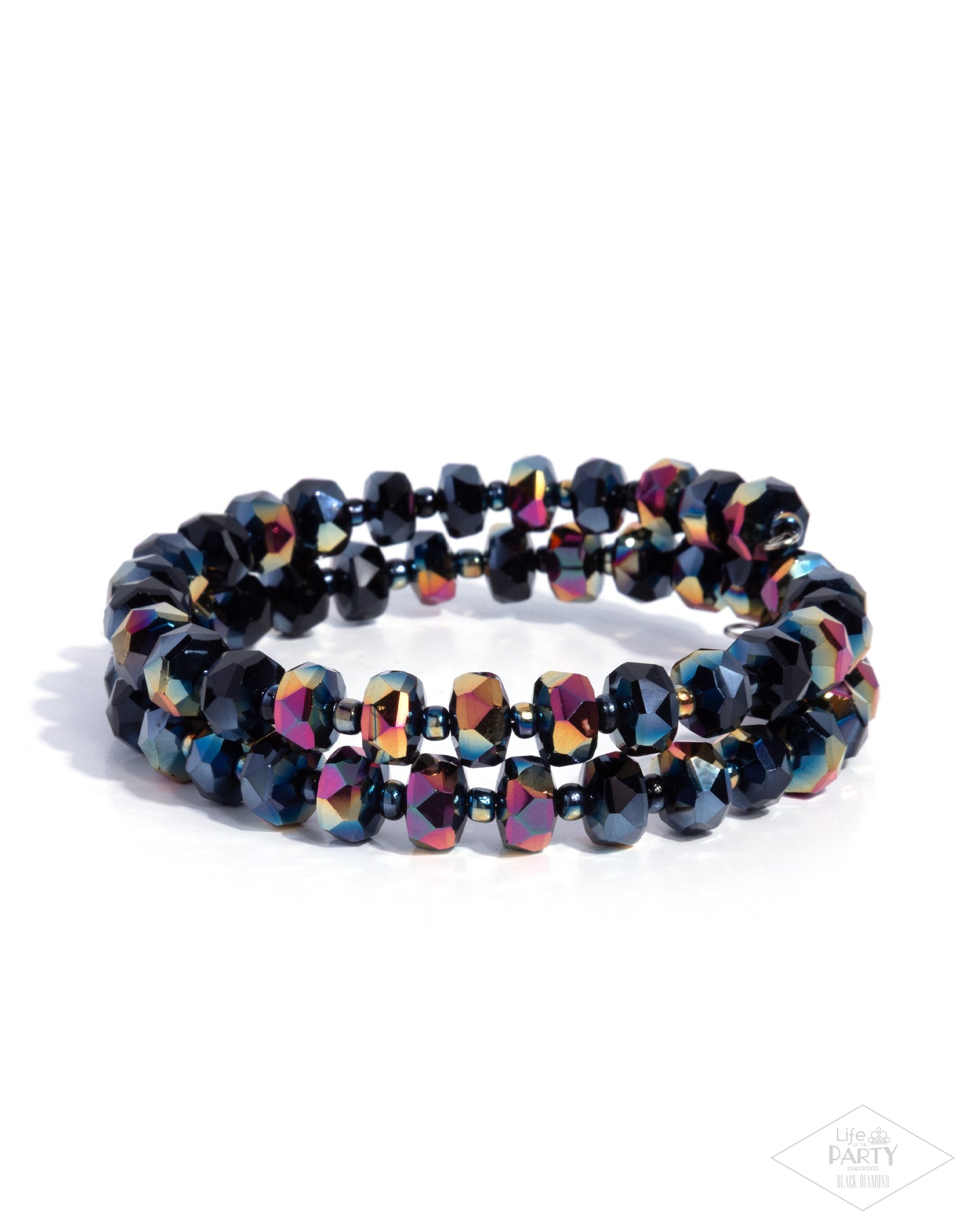 Multicolored beaded bracelet on a white background