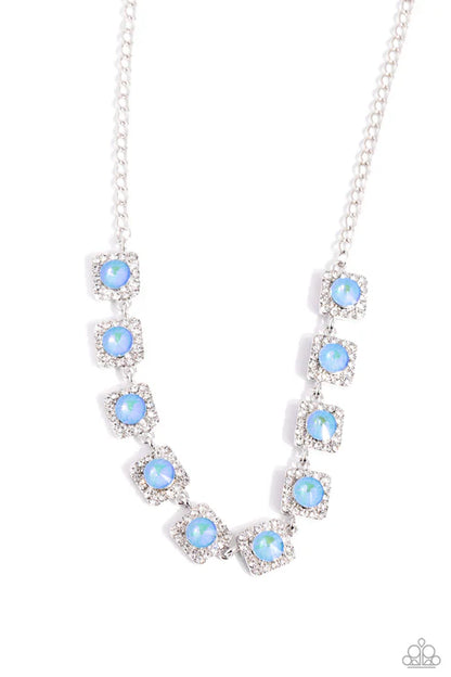 Necklace with blue gemstones on a white background