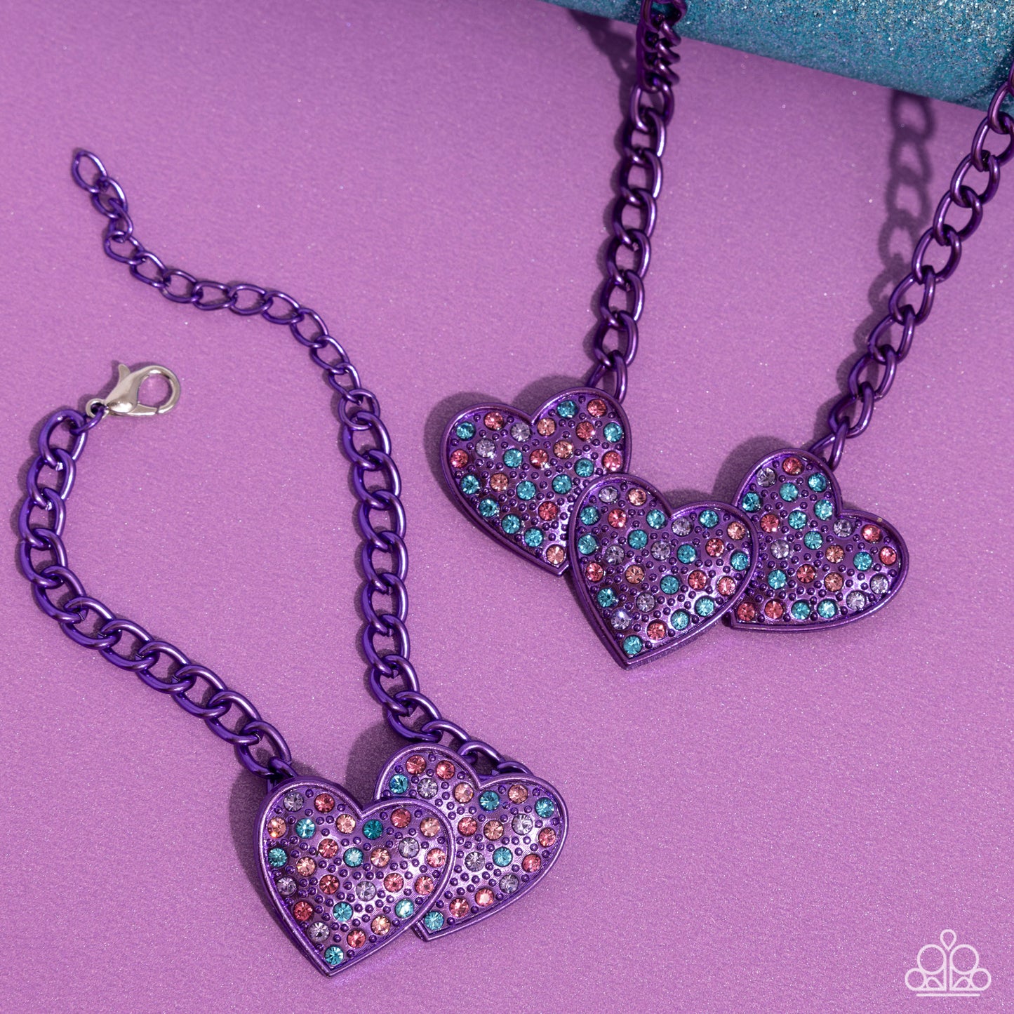 Low-Key Lovestruck Purple Necklace and Bracelet Set