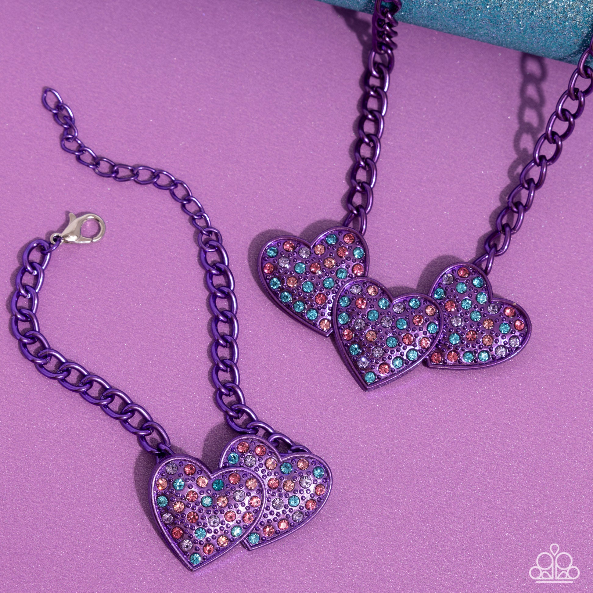Low-Key Lovestruck Purple Necklace and Bracelet Set
