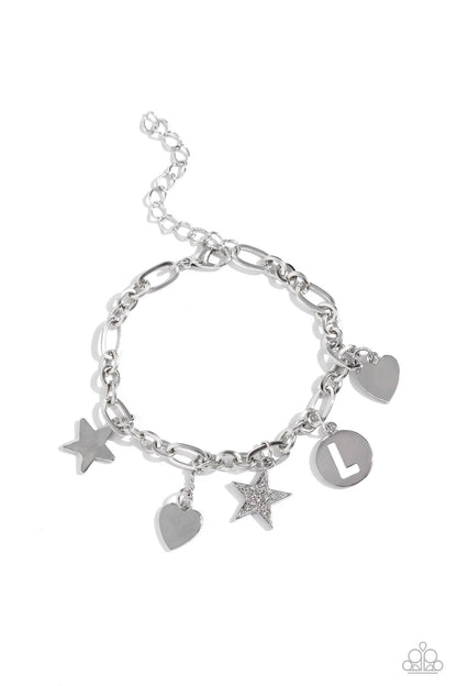 Legacy Letters - White - L Bracelet - Jewelry by Bretta