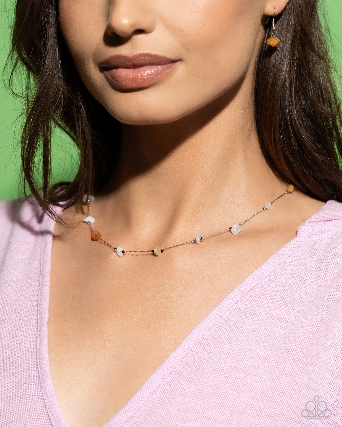 Narrow Novelty White Necklace - Jewelry by Bretta