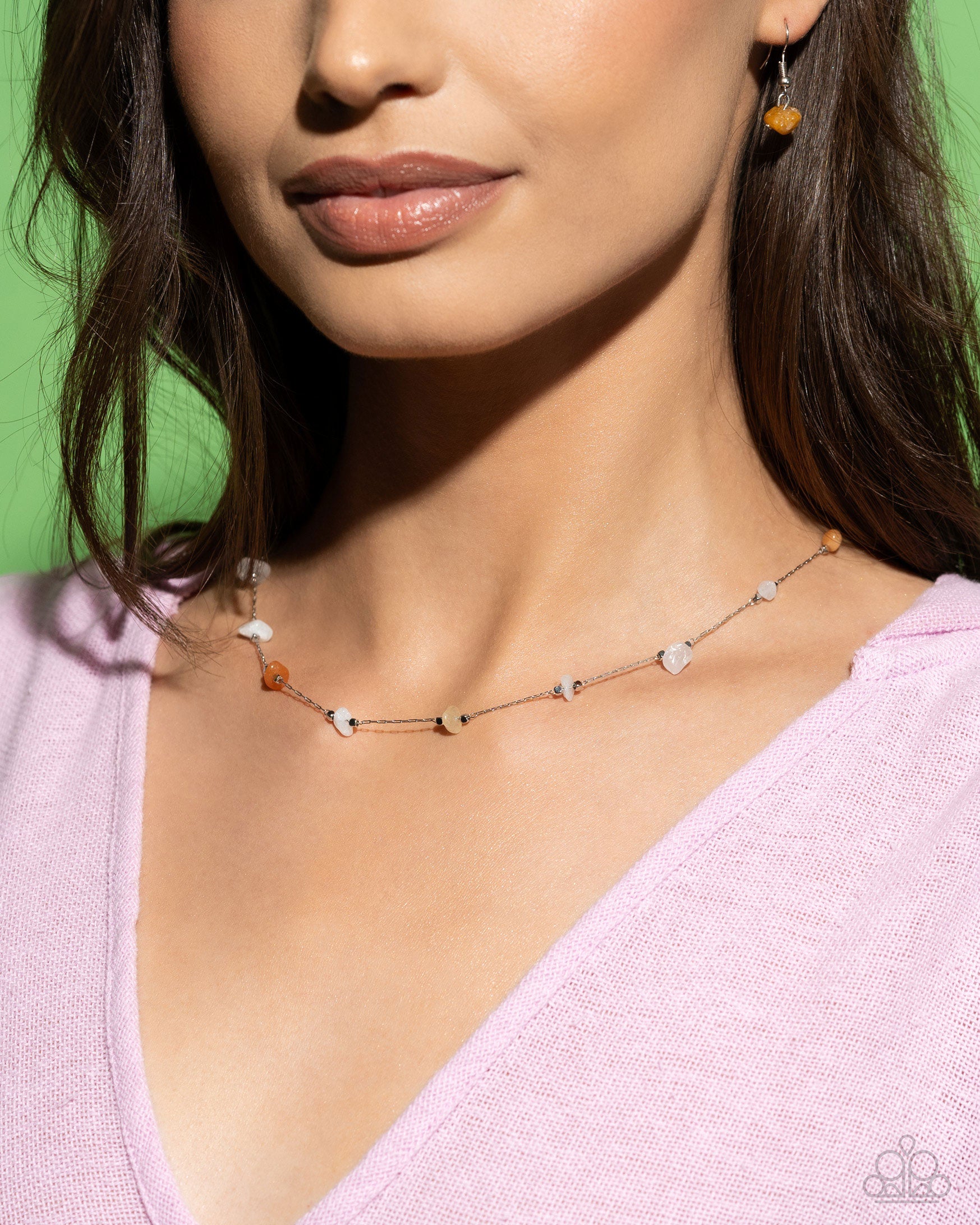 Narrow Novelty White Necklace - Jewelry by Bretta