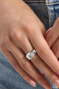 Monogram Memento Silver - K Ring - Jewelry by Bretta