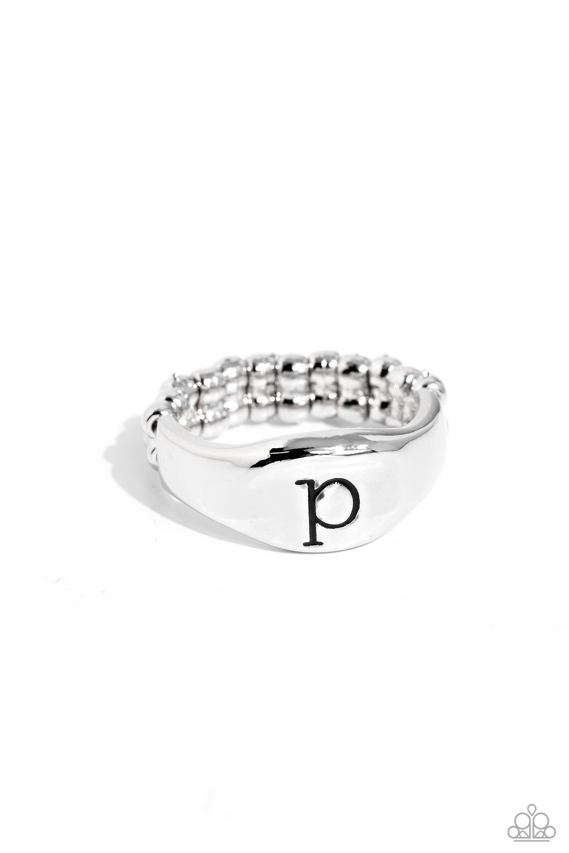 Monogram Memento Silver - P Ring - Jewelry by Bretta