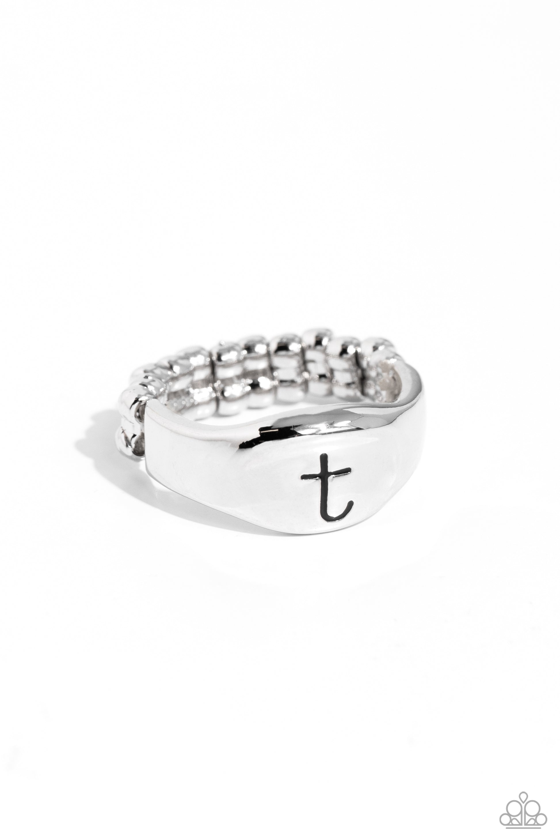 Monogram Memento Silver - T Ring - Jewelry by Bretta