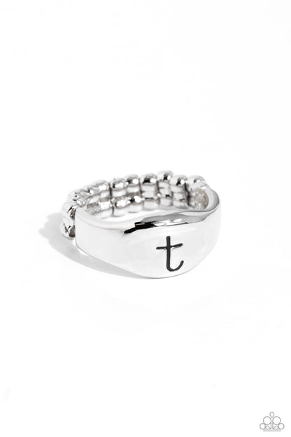 Monogram Memento Silver - T Ring - Jewelry by Bretta