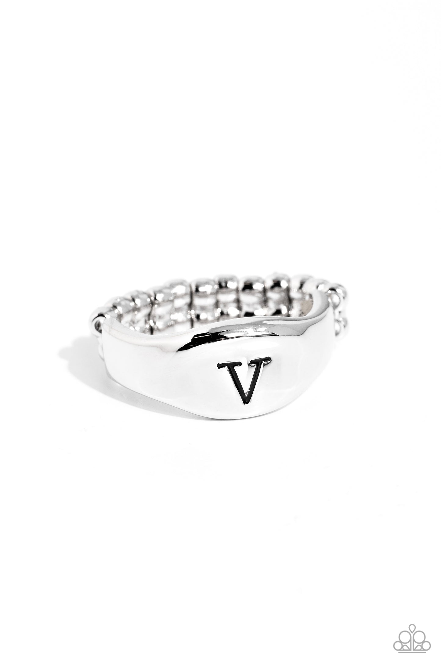 Monogram Memento Silver - V Ring - Jewelry by Bretta