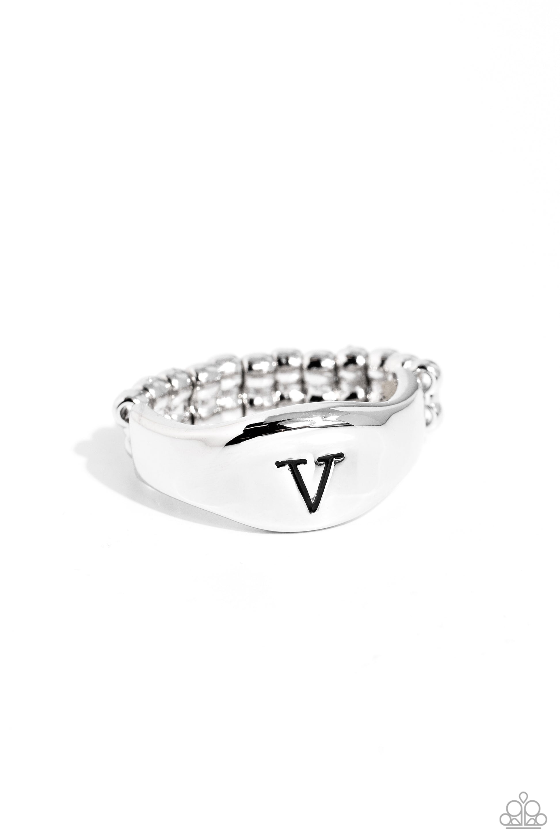 Monogram Memento Silver - V Ring - Jewelry by Bretta