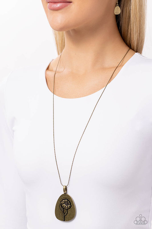 Sunflower Shift Brass Necklace - Jewelry by Bretta