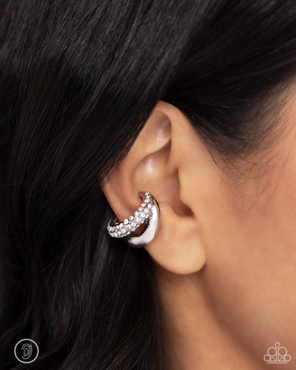 Sizzling Spotlight White Ear Cuff - Jewelry by Bretta