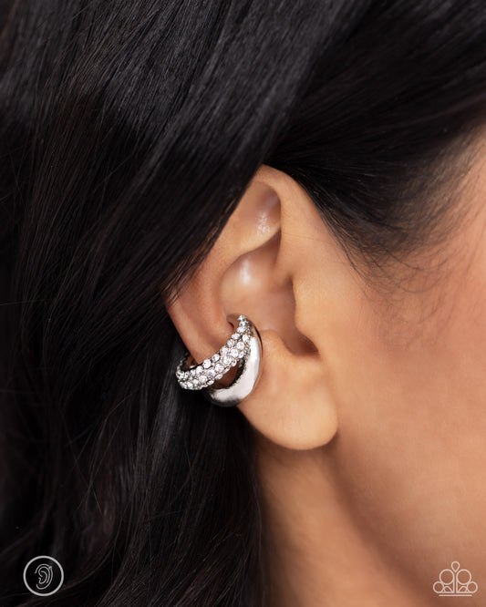 Sizzling Spotlight White Ear Cuff - Jewelry by Bretta