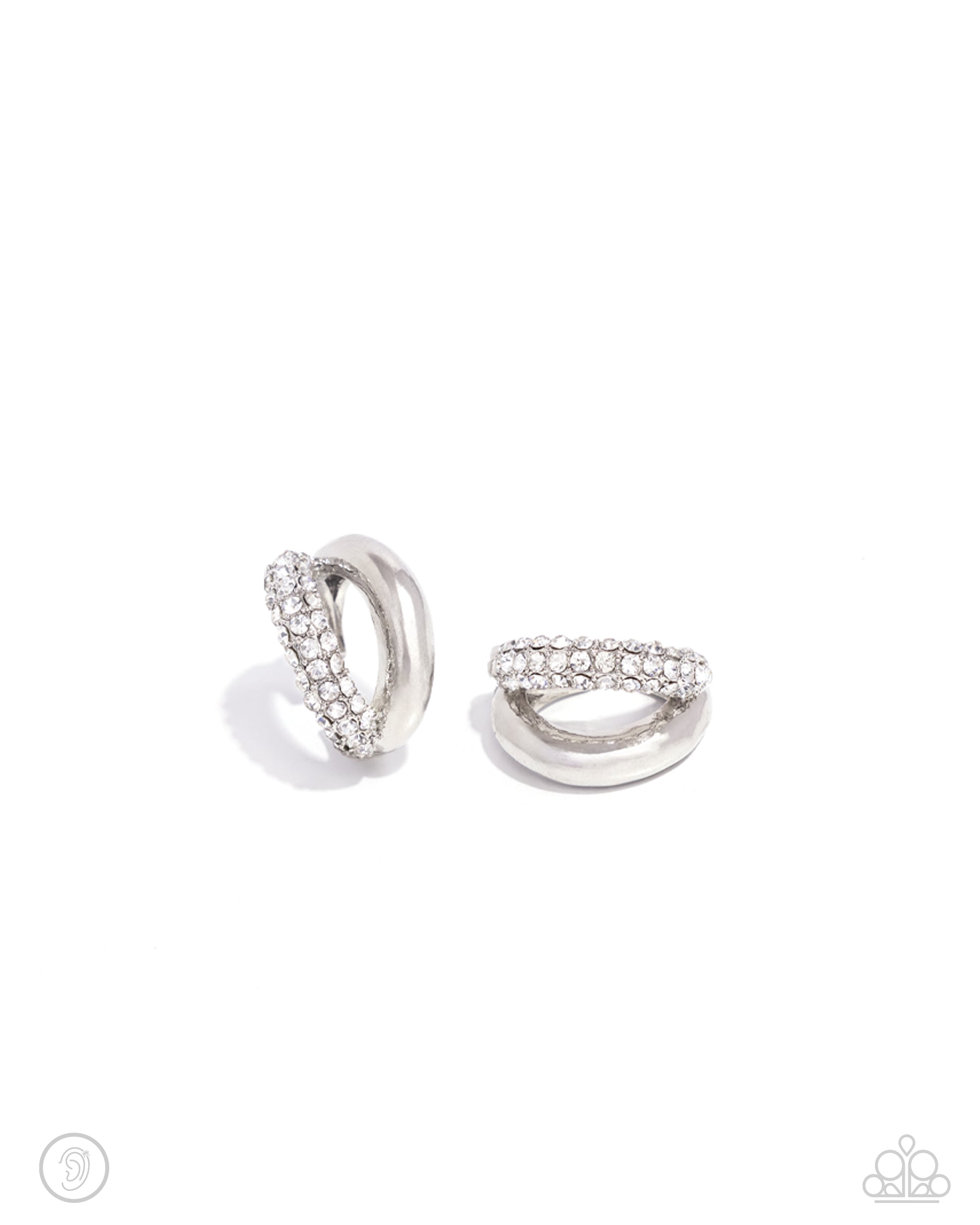 Sizzling Spotlight White Ear Cuff - Jewelry by Bretta