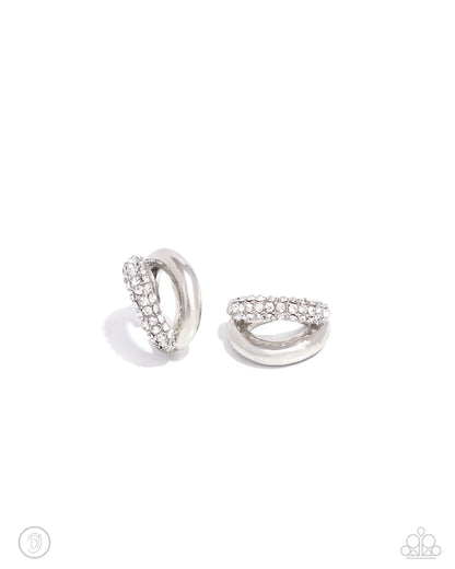 Sizzling Spotlight White Ear Cuff - Jewelry by Bretta