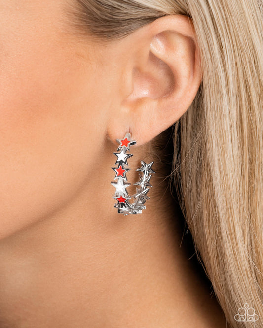 Star Spangled Statement Red Star Hoop Earrings - Jewelry by Bretta